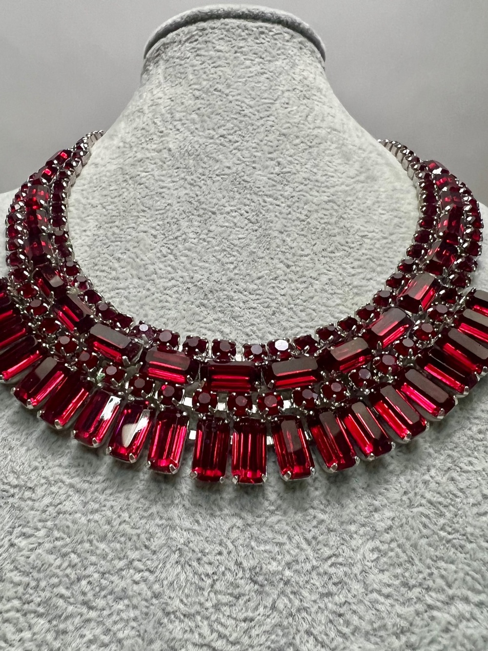 Vintage Red Crystal Collar Necklace